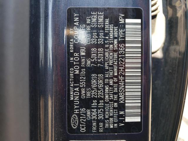 Photo 12 VIN: KM8SN4HF2HU221366 - HYUNDAI SANTA FE S 