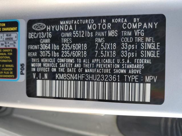 Photo 12 VIN: KM8SN4HF3HU232361 - HYUNDAI SANTA FE S 