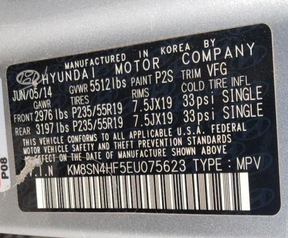 Photo 9 VIN: KM8SN4HF5EU075623 - HYUNDAI SANTA FE G 