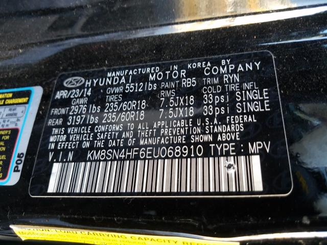 Photo 9 VIN: KM8SN4HF6EU068910 - HYUNDAI SANTA FE G 