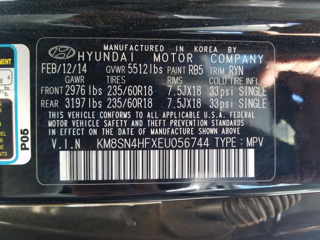 Photo 9 VIN: KM8SN4HFXEU056744 - HYUNDAI SANTA FE G 