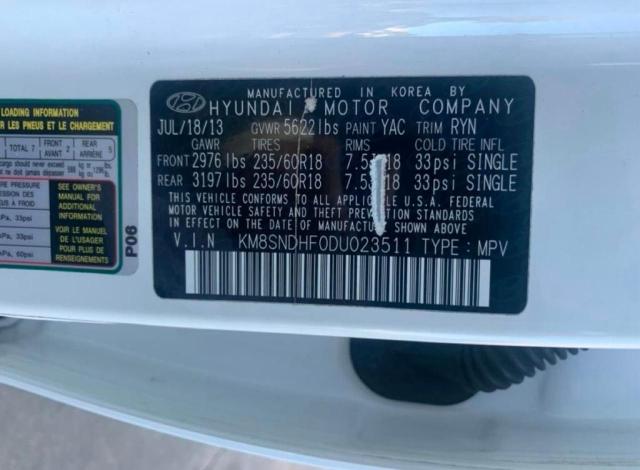 Photo 9 VIN: KM8SNDHF0DU023511 - HYUNDAI SANTA FE 