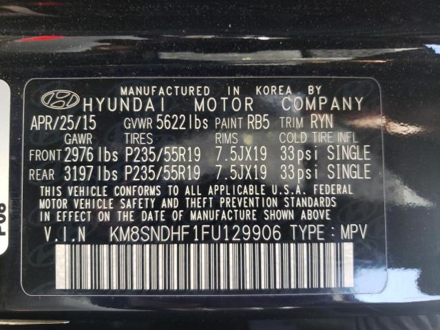 Photo 9 VIN: KM8SNDHF1FU129906 - HYUNDAI SANTA FE G 