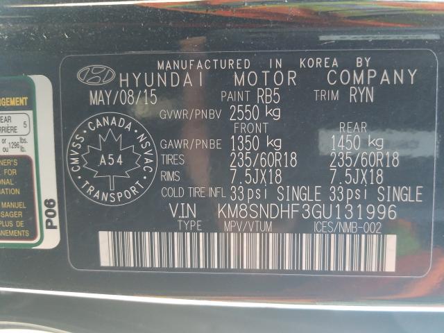 Photo 9 VIN: KM8SNDHF3GU131996 - HYUNDAI SANTA FE S 