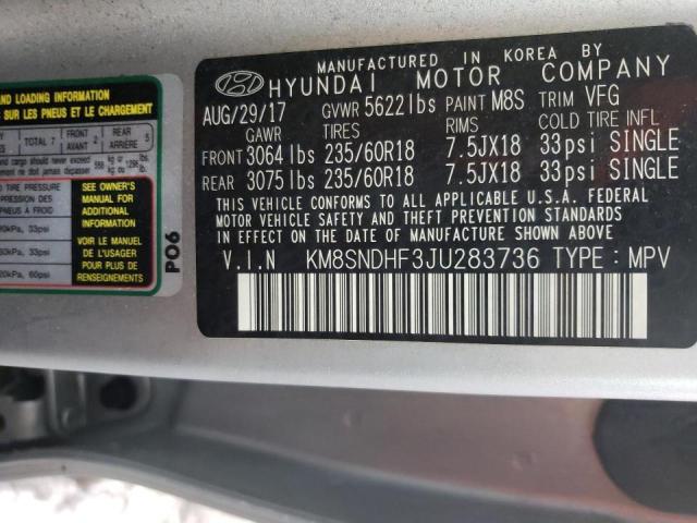 Photo 12 VIN: KM8SNDHF3JU283736 - HYUNDAI SANTA FE S 