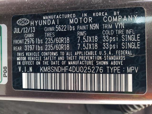 Photo 9 VIN: KM8SNDHF4DU025276 - HYUNDAI SANTA FE G 