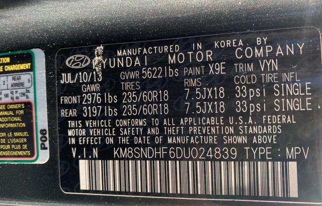 Photo 9 VIN: KM8SNDHF6DU024839 - HYUNDAI SANTA FE G 