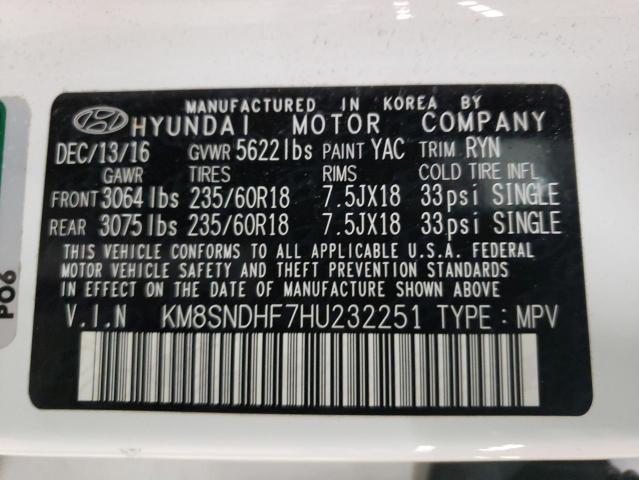 Photo 12 VIN: KM8SNDHF7HU232251 - HYUNDAI SANTA FE 