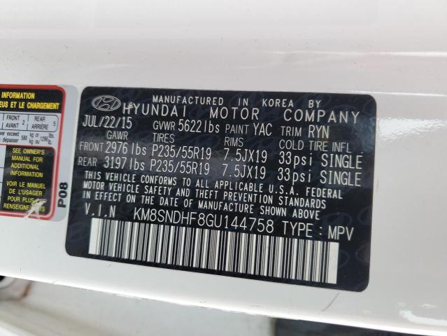 Photo 12 VIN: KM8SNDHF8GU144758 - HYUNDAI SANTA FE S 