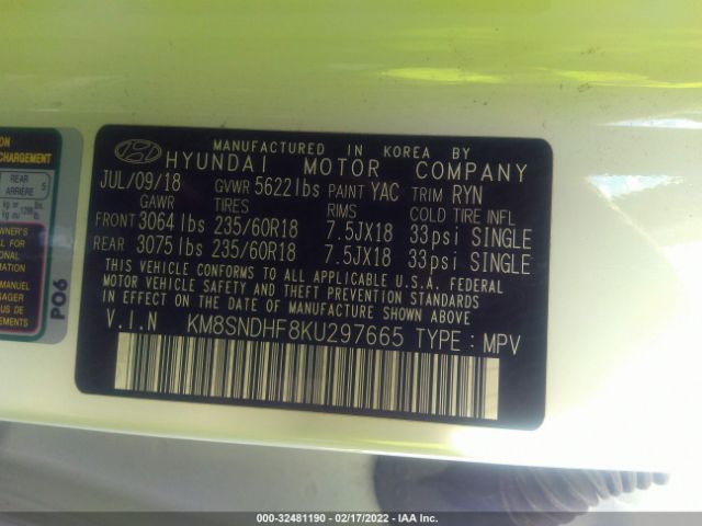 Photo 8 VIN: KM8SNDHF8KU297665 - HYUNDAI SANTA FE XL 