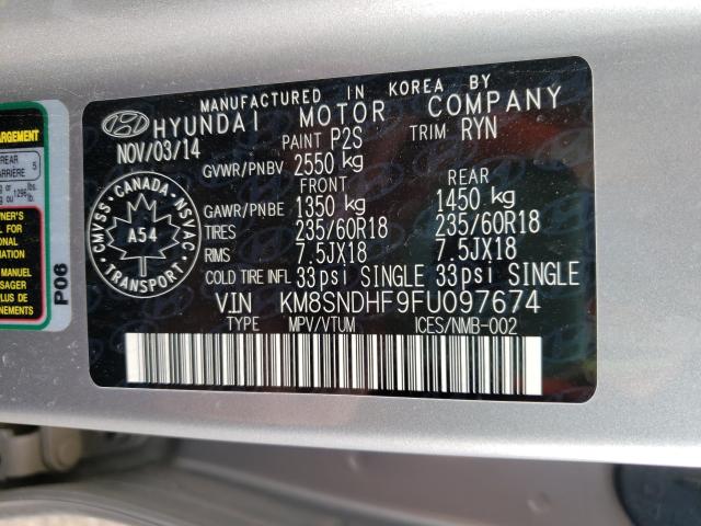 Photo 9 VIN: KM8SNDHF9FU097674 - HYUNDAI SANTA FE G 