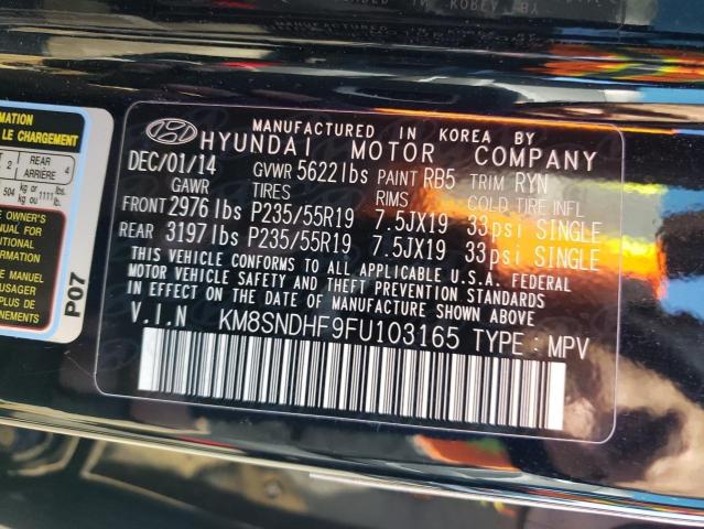 Photo 12 VIN: KM8SNDHF9FU103165 - HYUNDAI SANTA FE 