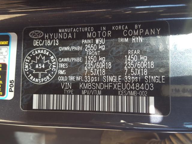 Photo 9 VIN: KM8SNDHFXEU048403 - HYUNDAI SANTA FE G 