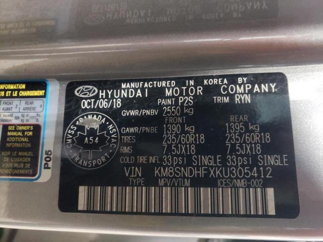 Photo 12 VIN: KM8SNDHFXKU305412 - HYUNDAI SANTA FE 