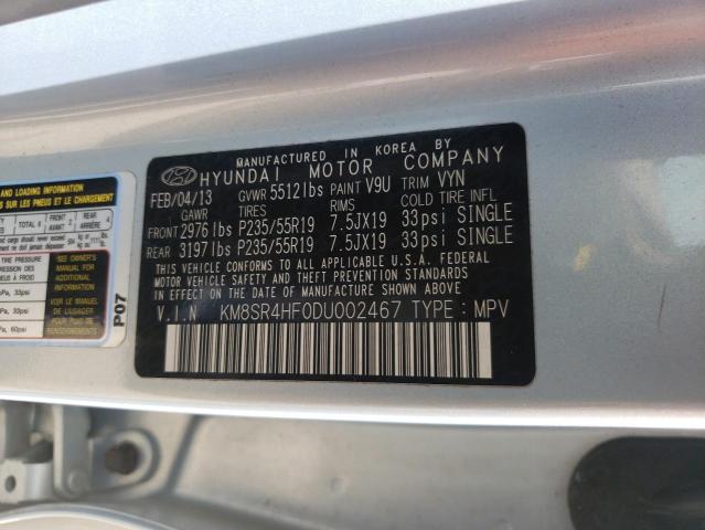 Photo 13 VIN: KM8SR4HF0DU002467 - HYUNDAI SANTA FE 