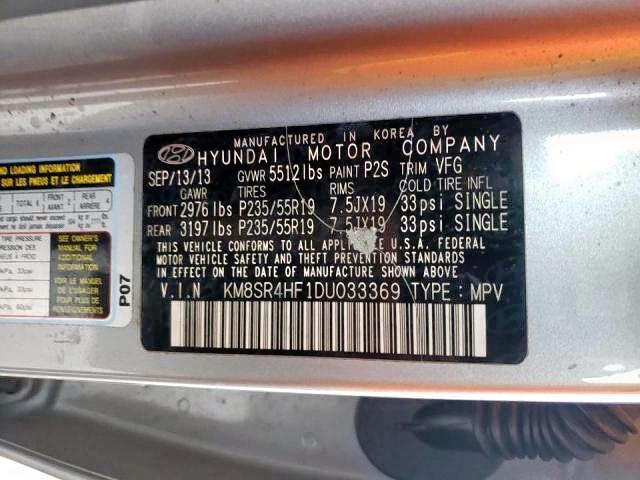 Photo 9 VIN: KM8SR4HF1DU033369 - HYUNDAI SANTA FE L 