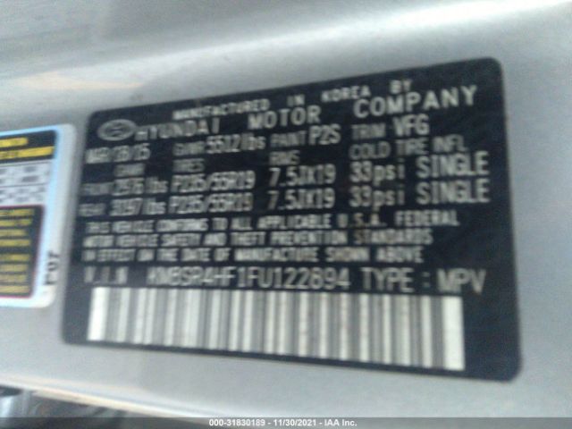 Photo 8 VIN: KM8SR4HF1FU122894 - HYUNDAI SANTA FE 