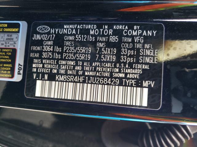 Photo 9 VIN: KM8SR4HF1JU268429 - HYUNDAI SANTA FE S 