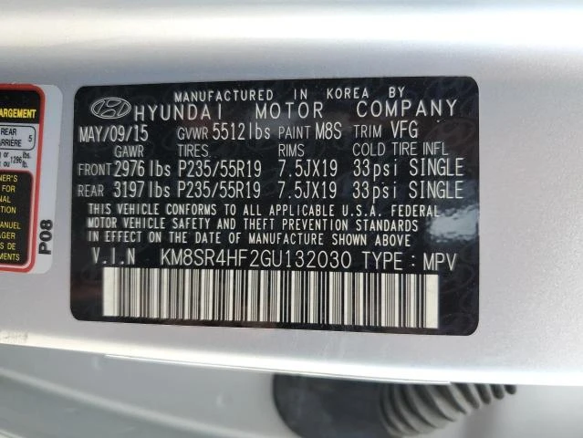 Photo 13 VIN: KM8SR4HF2GU132030 - HYUNDAI SANTA FE S 