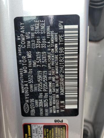 Photo 12 VIN: KM8SR4HF2HU182198 - HYUNDAI SANTA FE S 