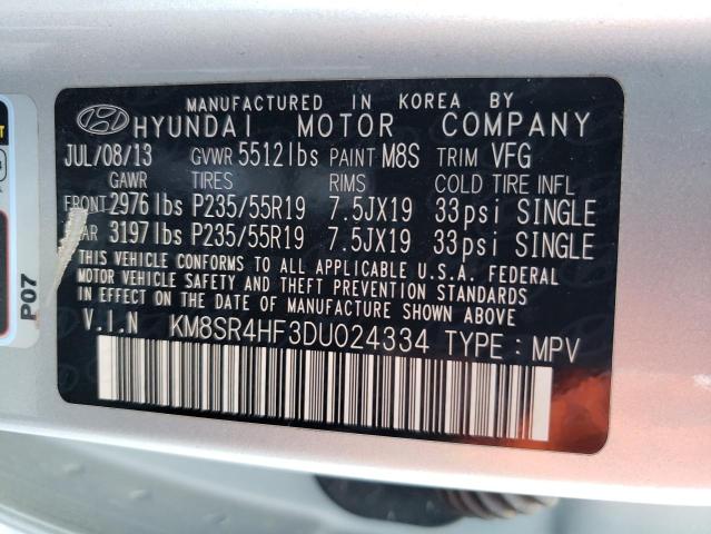 Photo 12 VIN: KM8SR4HF3DU024334 - HYUNDAI SANTA FE L 