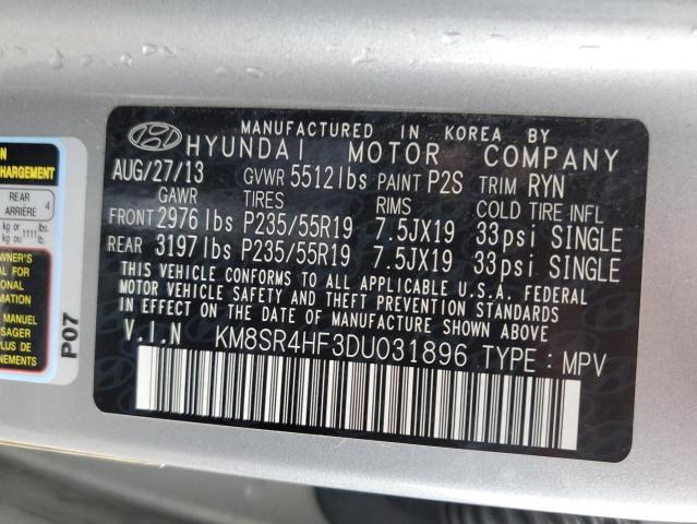 Photo 12 VIN: KM8SR4HF3DU031896 - HYUNDAI SANTA FE L 