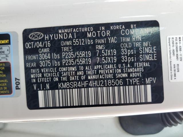 Photo 12 VIN: KM8SR4HF4HU218506 - HYUNDAI SANTA FE S 