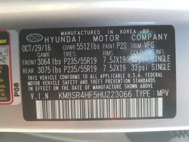 Photo 9 VIN: KM8SR4HF5HU223066 - HYUNDAI SANTA FE S 