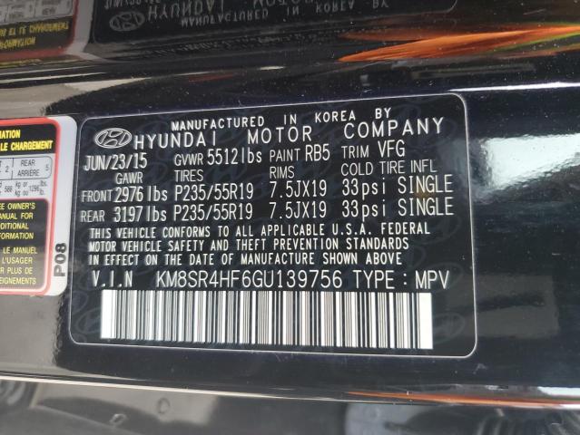 Photo 12 VIN: KM8SR4HF6GU139756 - HYUNDAI SANTA FE 