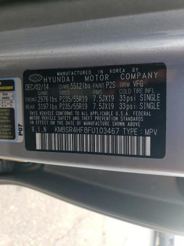 Photo 13 VIN: KM8SR4HF8FU103467 - HYUNDAI SANTA FE G 