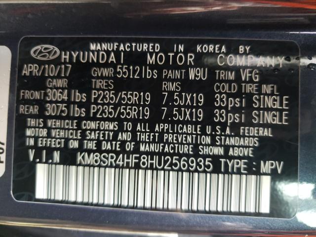 Photo 9 VIN: KM8SR4HF8HU256935 - HYUNDAI SANTA FE S 