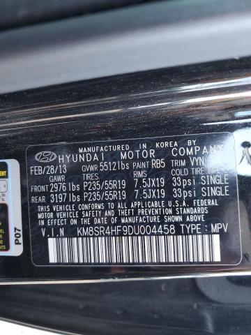 Photo 12 VIN: KM8SR4HF9DU004458 - HYUNDAI SANTA FE 