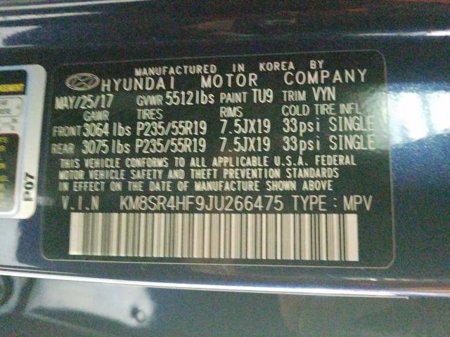 Photo 9 VIN: KM8SR4HF9JU266475 - HYUNDAI SANTA FE S 