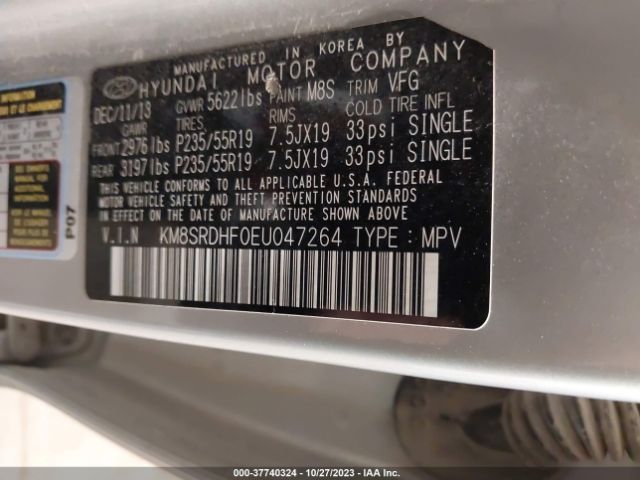 Photo 8 VIN: KM8SRDHF0EU047264 - HYUNDAI SANTA FE 