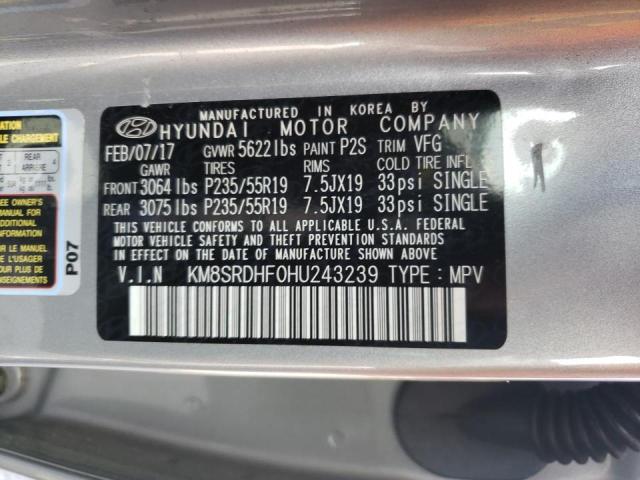 Photo 9 VIN: KM8SRDHF0HU243239 - HYUNDAI SANTA FE S 