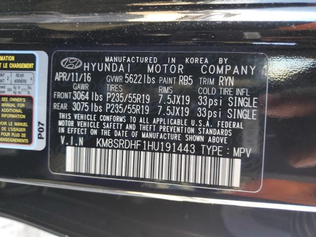 Photo 12 VIN: KM8SRDHF1HU191443 - HYUNDAI SANTA FE S 