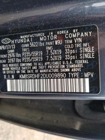 Photo 9 VIN: KM8SRDHF2DU009890 - HYUNDAI SANTA FE L 