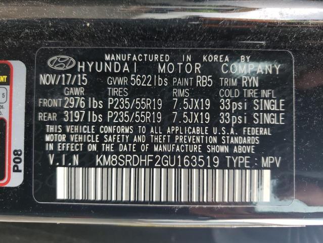 Photo 9 VIN: KM8SRDHF2GU163519 - HYUNDAI SANTA FE S 