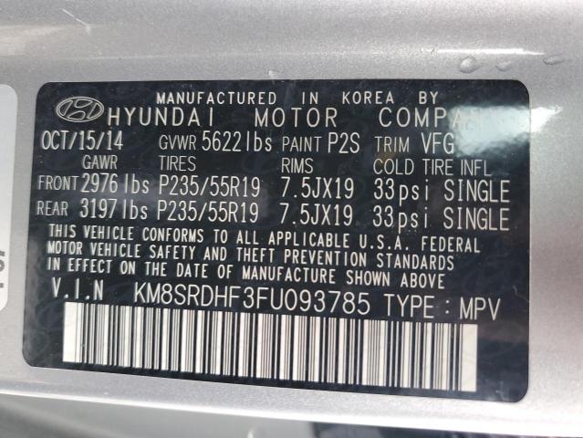 Photo 12 VIN: KM8SRDHF3FU093785 - HYUNDAI SANTA FE 