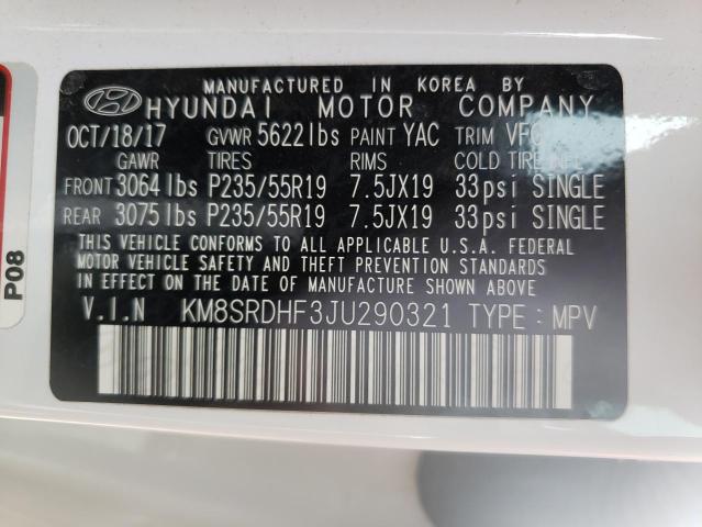 Photo 12 VIN: KM8SRDHF3JU290321 - HYUNDAI SANTA FE S 