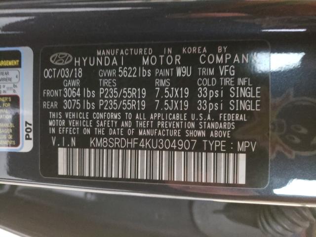 Photo 9 VIN: KM8SRDHF4KU304907 - HYUNDAI SANTA FE X 