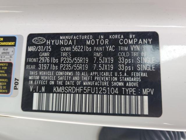 Photo 12 VIN: KM8SRDHF5FU125104 - HYUNDAI SANTA FE G 