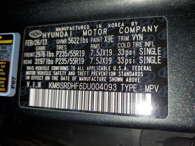 Photo 12 VIN: KM8SRDHF6DU004093 - HYUNDAI SANTA FE L 