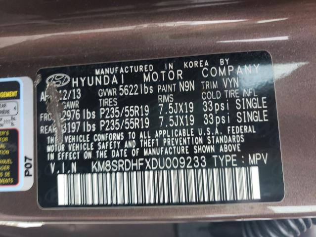 Photo 9 VIN: KM8SRDHFXDU009233 - HYUNDAI SANTA FE L 