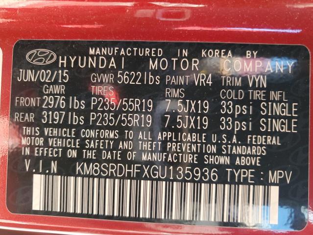 Photo 11 VIN: KM8SRDHFXGU135936 - HYUNDAI SANTA FE 