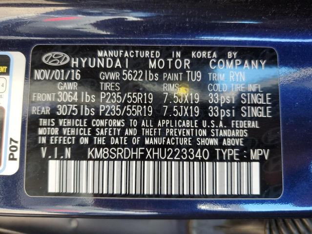 Photo 12 VIN: KM8SRDHFXHU223340 - HYUNDAI SANTA FE 