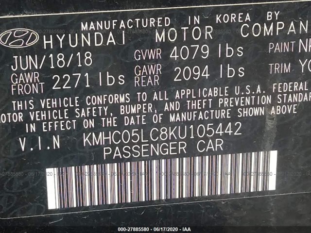 Photo 8 VIN: KMHC05LC8KU105442 - HYUNDAI IONIQ HYBRID 