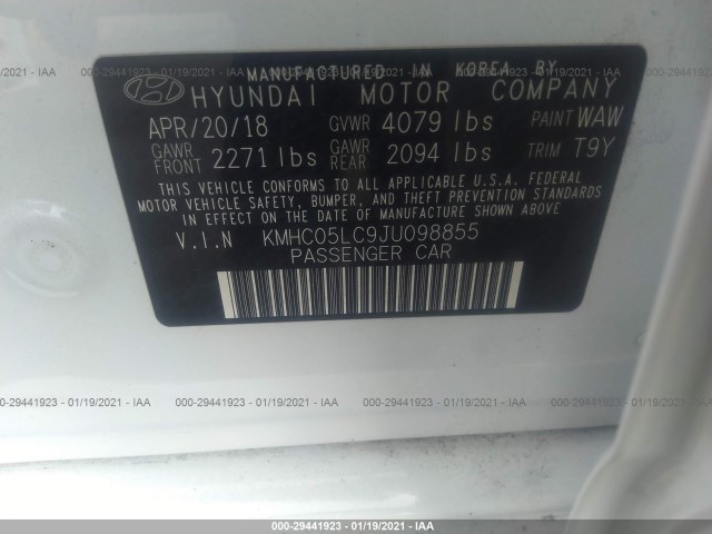 Photo 8 VIN: KMHC05LC9JU098855 - HYUNDAI IONIQ HYBRID 