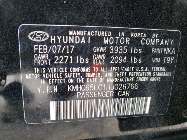 Photo 9 VIN: KMHC65LC1HU026766 - HYUNDAI IONIQ BLUE 