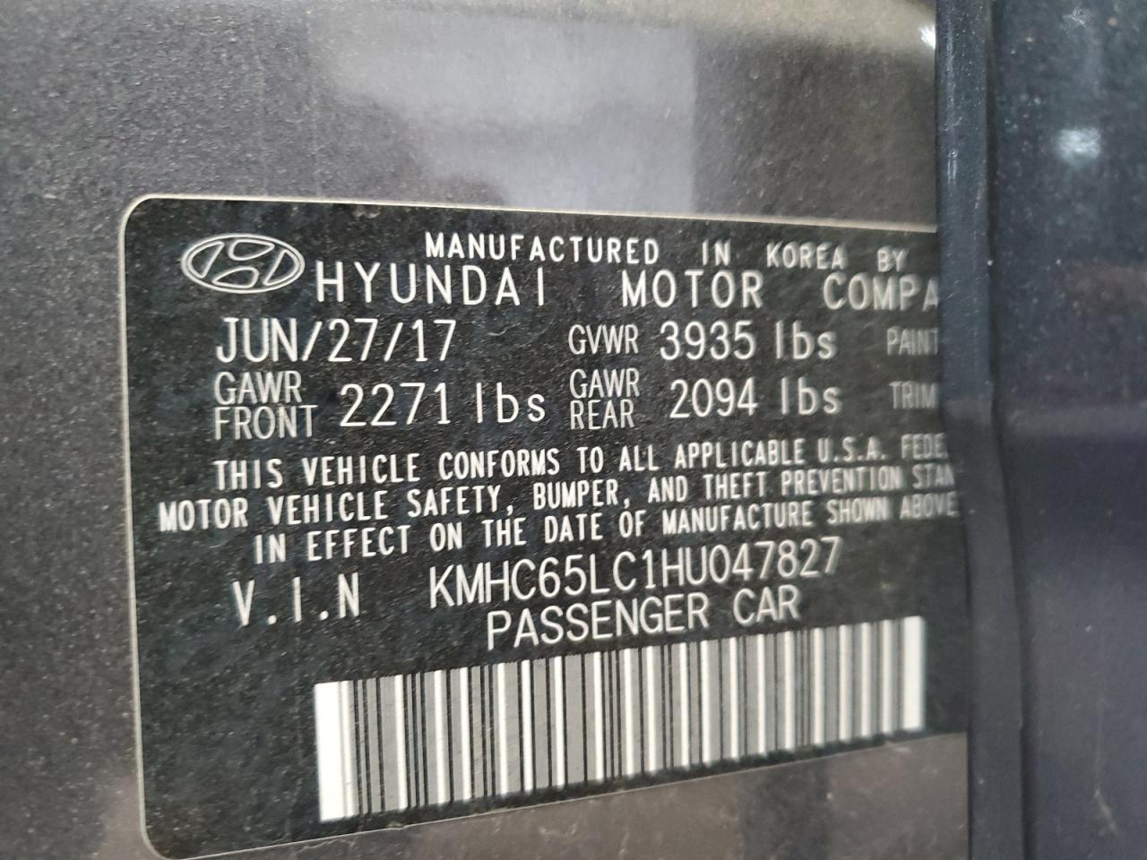 Photo 12 VIN: KMHC65LC1HU047827 - HYUNDAI IONIQ 